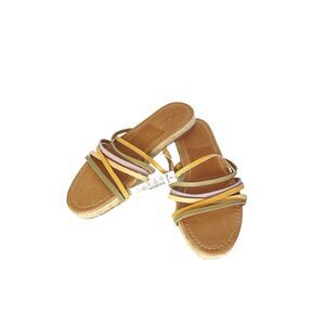 Madewell Kathryn Espadrille Strappy Croc Embossed Slide Sandal Leather Size 7